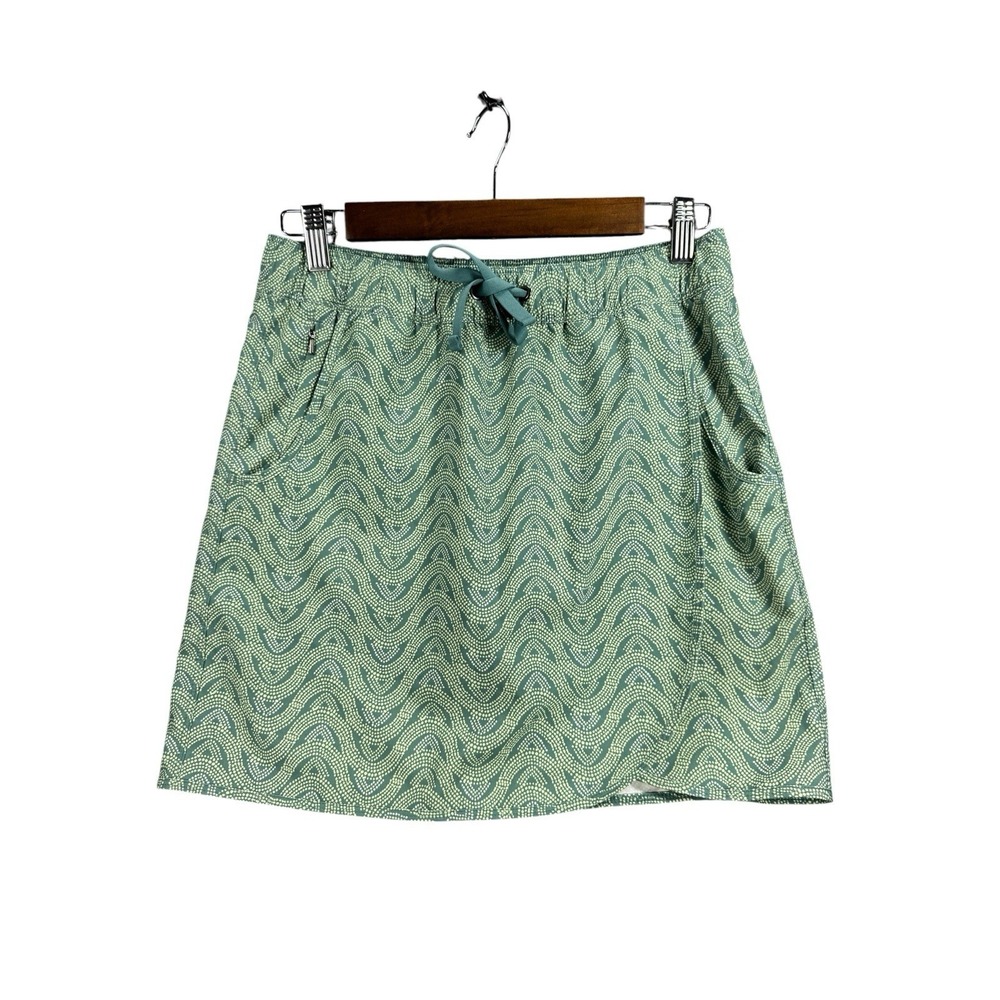 Patagonia Athletic Skort Womens Small Green Wave Print Drawstring Active Shorts